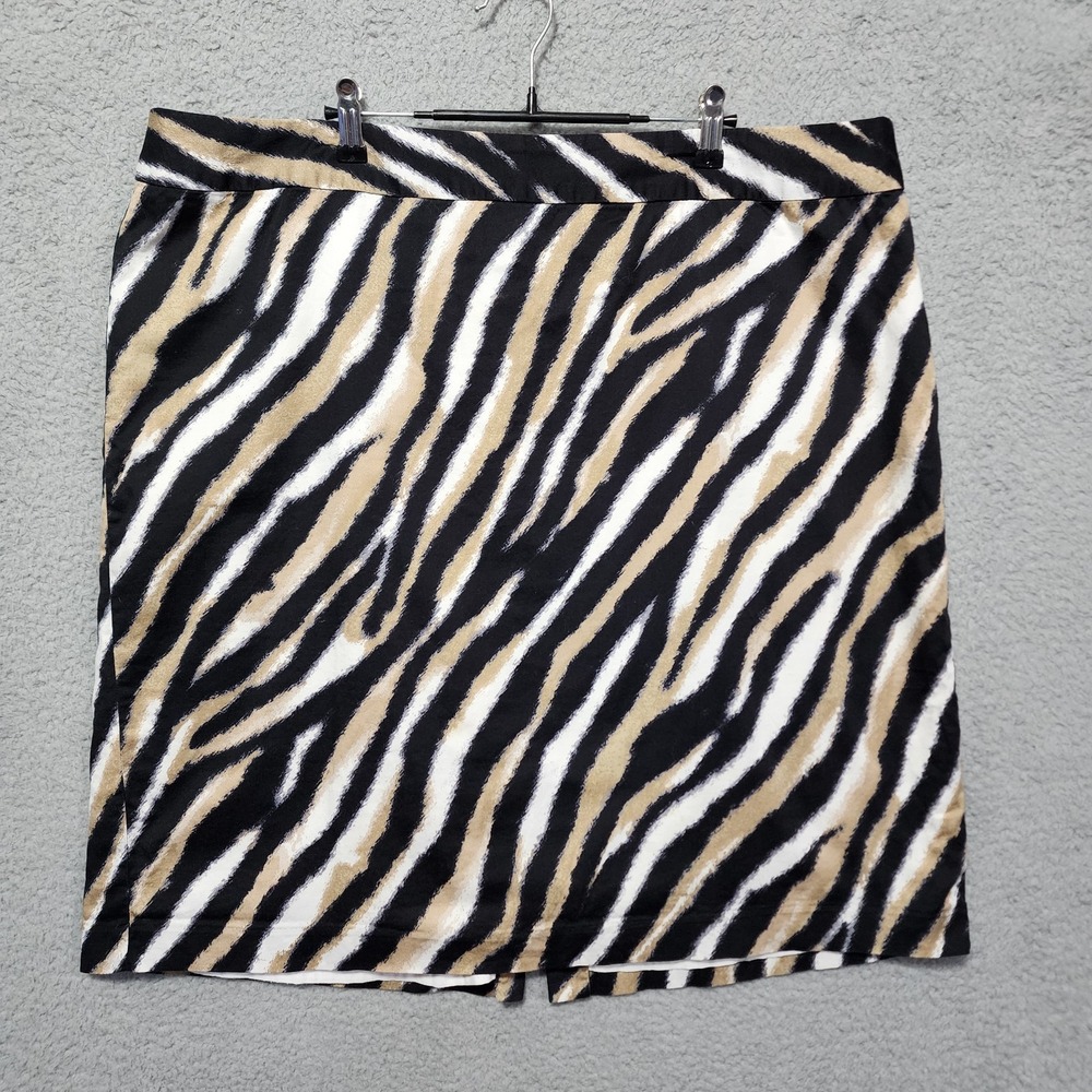 Talbots Skirt Size 20W Plus‎ Womens Animal Print Lined Cotton Spandex